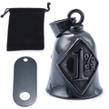 Retro black motorcycle guardian bell set with 1% ER logo and velvet storage pouch - Black 3-Piece Set (With Bag And Plate)
