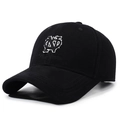 Casquette de baseball noire en coton avec broderie 3D de haute qualité et visière courbée - Réglable / Noir