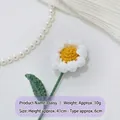 Handmade crochet white daisy flower decoration with green stem for gifts, 41cm height - Chamomile