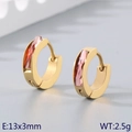 Minimalist gold titanium earrings featuring a rectangular pink zircon stone inlay - Gold Base with Pink Stone (KE118297-TGD)