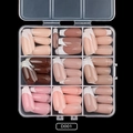 Französisches Maniküre-Set mit 108 künstlichen Nägeln in glänzender 9-Farben-Box - Französischer Nude-Pink-Stil (D001)