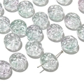 Flat lay of transparent iridescent glass beads with embossed relief texture for DIY jewelry - 10 Pieces Pack / Jelly Green