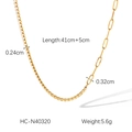 Détails du collier doré en zircon avec dimensions de 41 cm et largeur de 0,24 cm - Collier Tennis en Zircone et Chaîne Trombone Épissée Dorée (HC-N40320)
