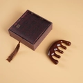 Dark red sandalwood scalp massage comb with wave teeth in a decorative silk gift box - Red Sandalwood - With Gift Box