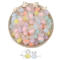 Colorful mixed acrylic bunny beads for DIY jewelry making 15mm 12mm size - Mixed Colors Frosted Rabbit Head Beads 15x12mm (20pcs)