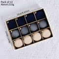 Lot de 12 boules de Noël en velours floqué bleu, gris et beige avec embouts dorés - 6cm-12 Pièces / Série Bleue