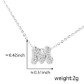 Silver necklace featuring a small crystal-paved letter M pendant with size and weight info - Silver Letter-M
