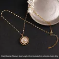 Rotating flower pendant necklace in gold finish with micro-pave cubic zirconia stones - Prong Set Main Diamond Flower Rotating (A843)