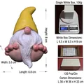 Miniature garden gnome statue in yellow hat with white beard and size measurements - Big Foot Yellow Hat