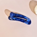 Detailed close-up of a premium navy blue marble patterned acetate hair claw clip - 7# Dark Blue Pearlescent Acetate Long Barrette