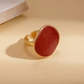 Bague dorée ajustable avec grand cercle en émail rouge pour un style minimaliste - Bague / Rouge