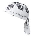 Bandana de cyclisme blanc en mesh respirant avec imprimé de crâne couronné noir sport - L (58-60cm) / Blanc Tête de Mort Couronnée (23#)