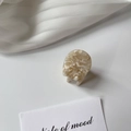 Mini marble pattern acetate hair claw clip with France handmade engraving on white fabric - 2.3cm / Off White