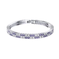 Elegant S925 sterling silver double row tennis bracelet with purple and white zircon stones - 2mm / Platinum Plated / 16.5cm