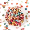 Colorful round acrylic letter beads with gold engraving for DIY jewelry making - 4x7mm Colored Base With Gold Letters (100pcs)