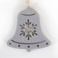 Pendaglio natalizio a campana in feltro grigio con fiocco di neve e corda di canapa - Campana Fiocco di Neve Grigia (Stile 4)