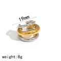 Three-layer titanium steel ear cuff in silver and gold finish, diameter 19mm and weight 8g - Two-Tone Gold Silver Multilayer Spiral Style (TE6914-M)