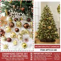 63-piece champagne and coffee Christmas tree ornament set with baubles and stars - 180cm Christmas Tree Accessory Pack / Champagne Coffee