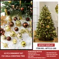 63-piece champagne and coffee Christmas tree ornament set with baubles and stars - 180cm Christmas Tree Accessory Pack / Champagne Coffee