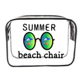 Clear PVC makeup bag with black trim featuring a summer beach chair and sunglasses print - 063-Summer Beach Chair Sunglasses