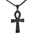 Collana da uomo hip hop con croce Ankh in metallo nero e geroglifici egizi - Solo ciondolo / Nero