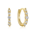 S925 sterling silver gold huggie earrings with five gradient round cubic zirconia stones - Style 5 / Gold