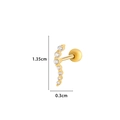 Curved gold-plated stud earring with white cubic zirconia and screw-back closure - 12# Golden (Curved Row)