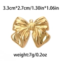 Ciondolo a fiocco in acciaio inox 304 dorato per gioielli DIY, 3,3x2,7cm, 7g - Grande Fiocco Texturizzato-TP0559 / Oro