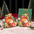 3D pop-up Christmas card with Santa and bear by a fireplace, green and red holiday theme - Christmas Fireplace