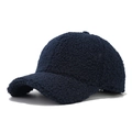 Classic navy blue lamb wool baseball cap with minimalist warm fleece texture for winter - One Size / Navy Blue