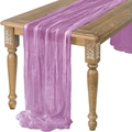 Elegant purple cheesecloth table runner with bohemian pleated texture for wedding decor - 90*180cm / Purple