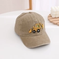 Kids washed khaki baseball cap with yellow excavator embroidery for boys - 52-54cm / Khaki