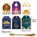 Set di 48 etichette per Eid Mubarak con disegni di moschea e luna per decorazioni festa - Stile S717 (S717#)