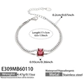 Double-layer stainless steel bracelet featuring red zircon stones and a flat snake chain - Steel Color Red Zirconia (17+5cm)