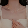 Collana girocollo delicata con perline d'argento per donna con sfere di metallo sottili - Argento 925 / Perla Artificiale 3mm Senza Ciondolo