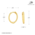 Detailed dimensions of 925 sterling silver gold twisted hoop earrings with size markings - Inner Diameter 10mm / Gold Plated