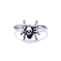 Gotischer Vintage-Ring aus Edelstahl mit Spinnenschädel und schwarzem runden Edelstein - US 5 / Spinne Totenkopf Schwarzer Edelstein (Stil 7)