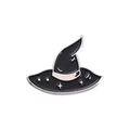 Black witch hat enamel pin with silver stars, mystical Halloween accessory for clothing - Witch Hat