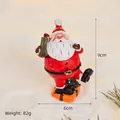 Figurine de Père Noël vintage avec boîte cadeau, déco de Noël en résine 9 cm - Petit Père Noël avec sac cadeau