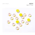 11mm yellow and iridescent aurora round 15pcs flatback resin nail art rhinestones A261 - A261 Round Shape Yellow Aurora