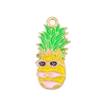 Detailed view of handmade pineapple charm with pink sunglasses and bikini for DIY jewelry - Bikini Pineapple