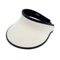 White sun visor hat with black trim and wide brim for UV protection in summer - One Size Adjustable (56-60cm) / Off White