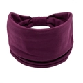 Elastic wide cotton headband for women in deep purple solid color finish - Chestnut Red