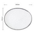 Oval glass platter with silver beaded rim and textured surface, size 39.5x31.5cm - 16 Inch Silver Oval Platter