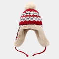 Gorro de aviador de punto para invierno con pompón y forro grueso de pelo sintético - Talla única / Rojo