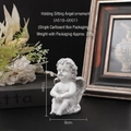 White resin sitting angel ornament, 11cm height, decorative figurine for home decor - Sitting Embracing Angel Figurine