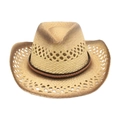Chapeau de cowboy en paille beige avec ruban tressé et bords respirants - Taille unique / Khaki 2 (Corde Tressée)