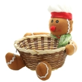 Kerstsnoepmand met peperkoekman en handgeweven houten basis voor feestelijke geschenken. - Groot / Peperkoekmannetje
