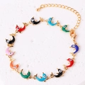 Bracciale a forma di delfino in smalto colorato placcato oro con chiusura a moschettone - Bracciale Delfino in Smalto