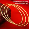 Three-piece bohemian 2x64mm gold-plated thin round bangles with diamond-cut texture - 64mm / Style 3